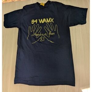 94 WAMX hand a thon T-Shirt Navy M Mens Wearhouse flocked back single stitch